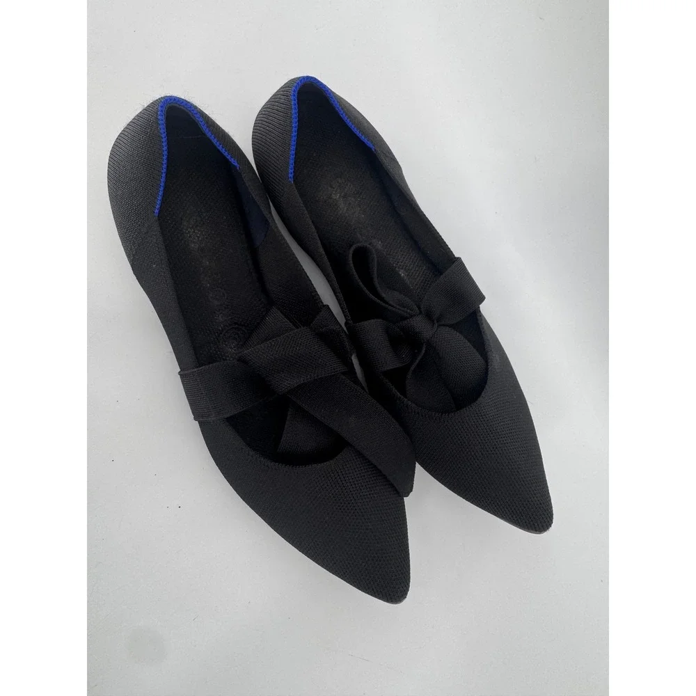 Rothy's‎ The Point Bow Flat Women 10 Black Pointed Toe Knit Shoes